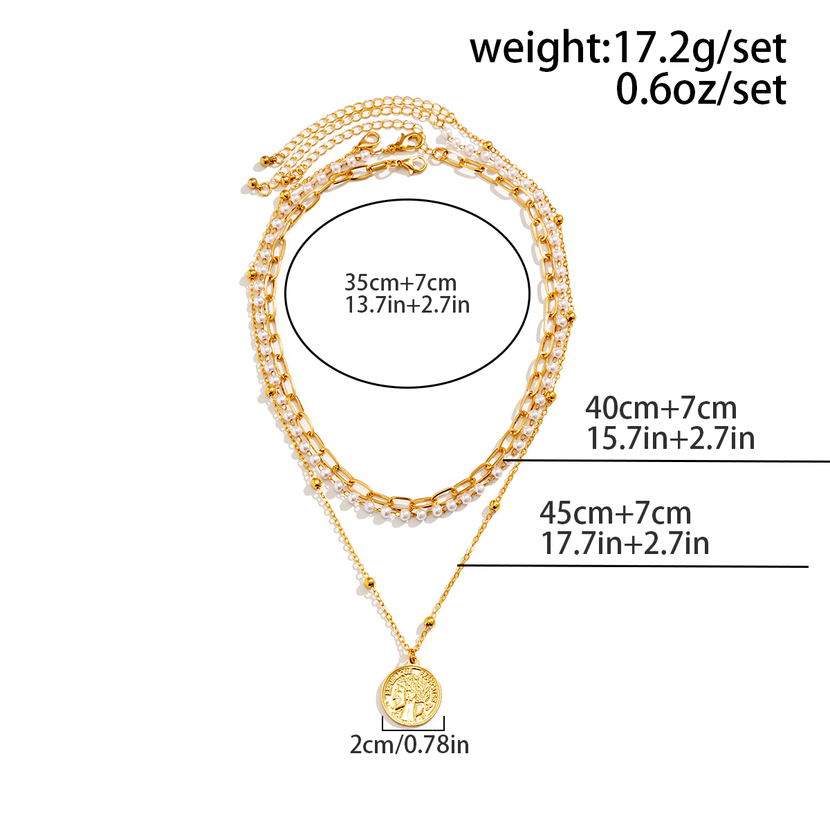 Retro Portrait Alloy Copper Beaded Artificial Pearls Womenu0027S Layered Necklaces 1 Piece