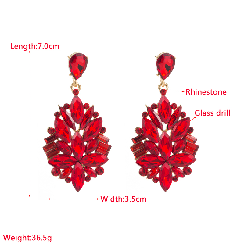 Fashion Solid Color Alloy Inlay Rhinestones Glass Drop Earrings 1 Pair