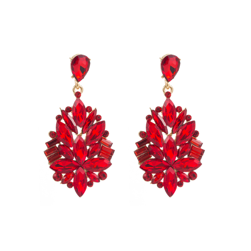 Fashion Solid Color Alloy Inlay Rhinestones Glass Drop Earrings 1 Pair