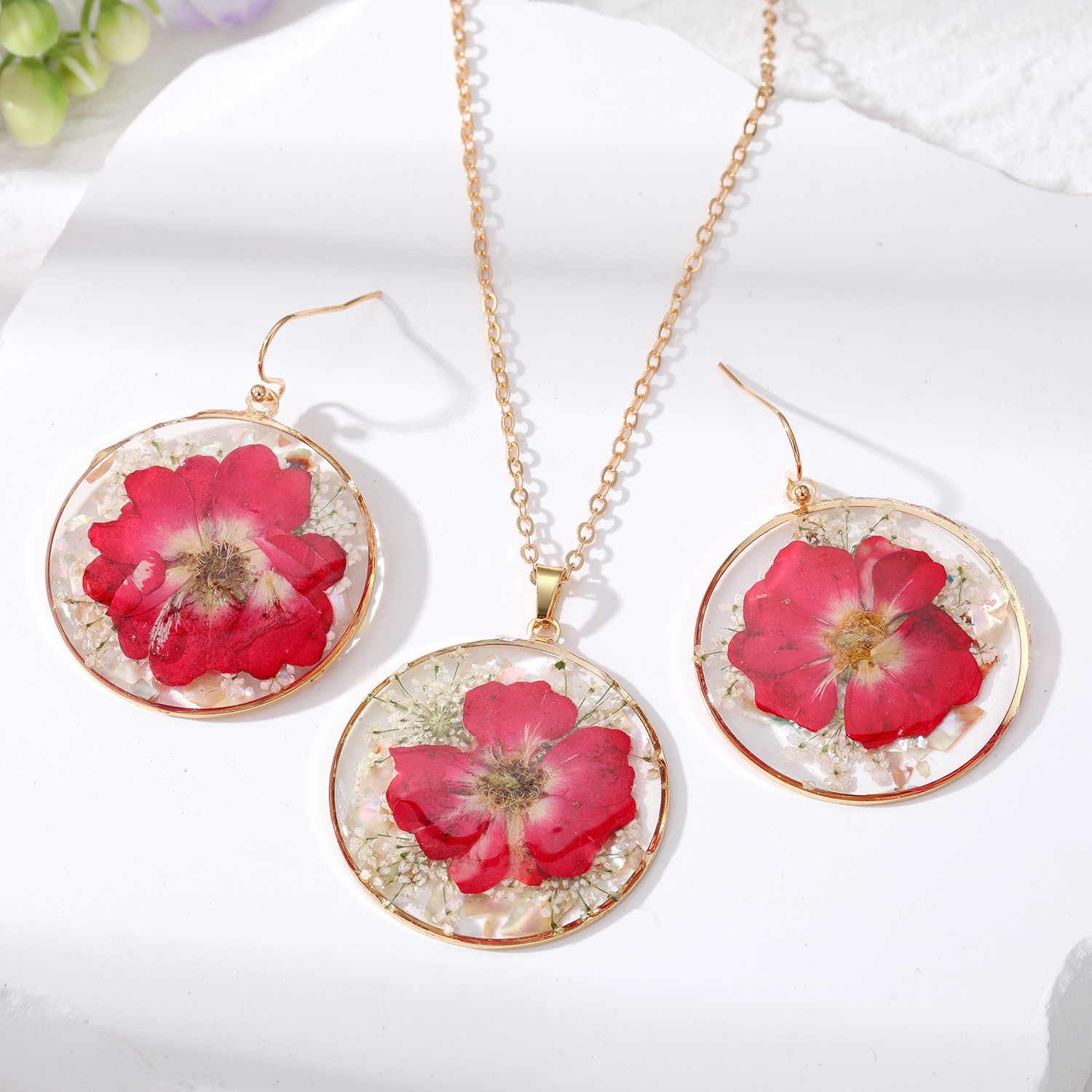 Fashion Flower Resin Epoxy Womenu0027S Earrings Necklace