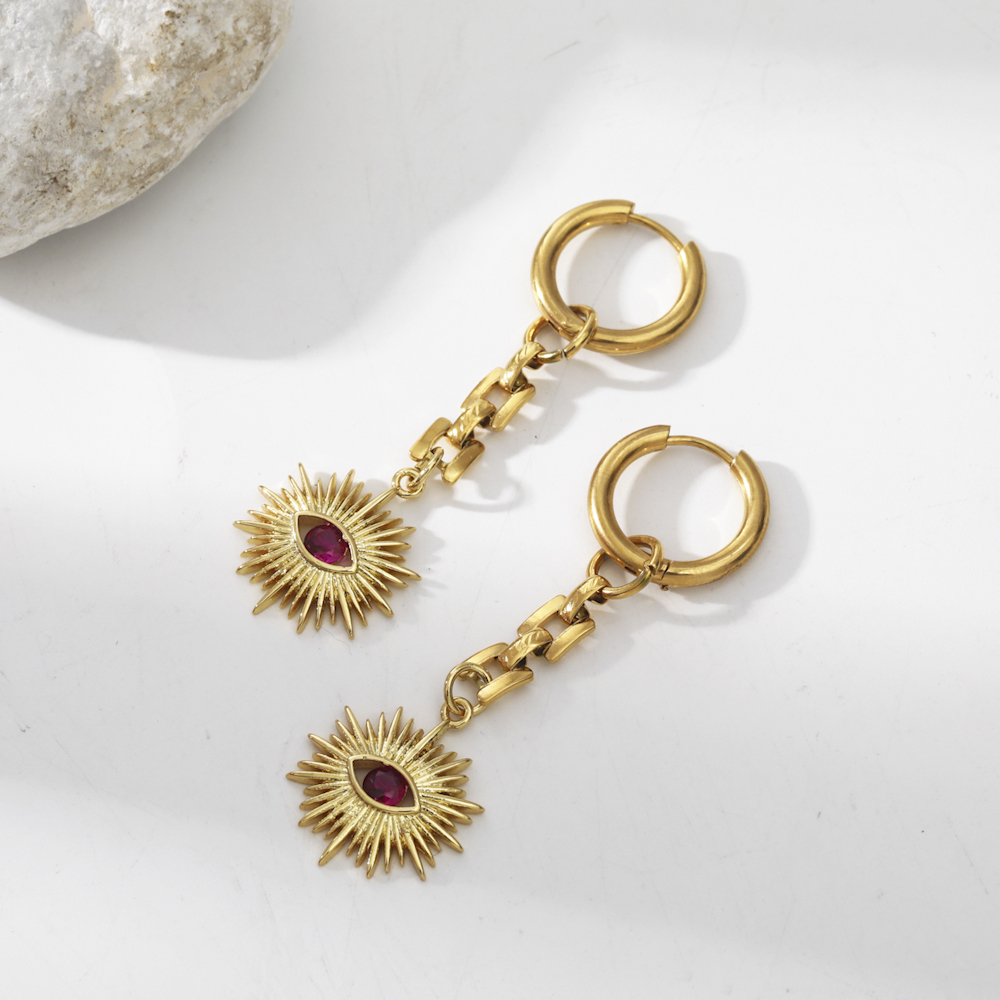 Fashion Eye Stainless Steel Plating Inlay Zircon Drop Earrings 1 Pair