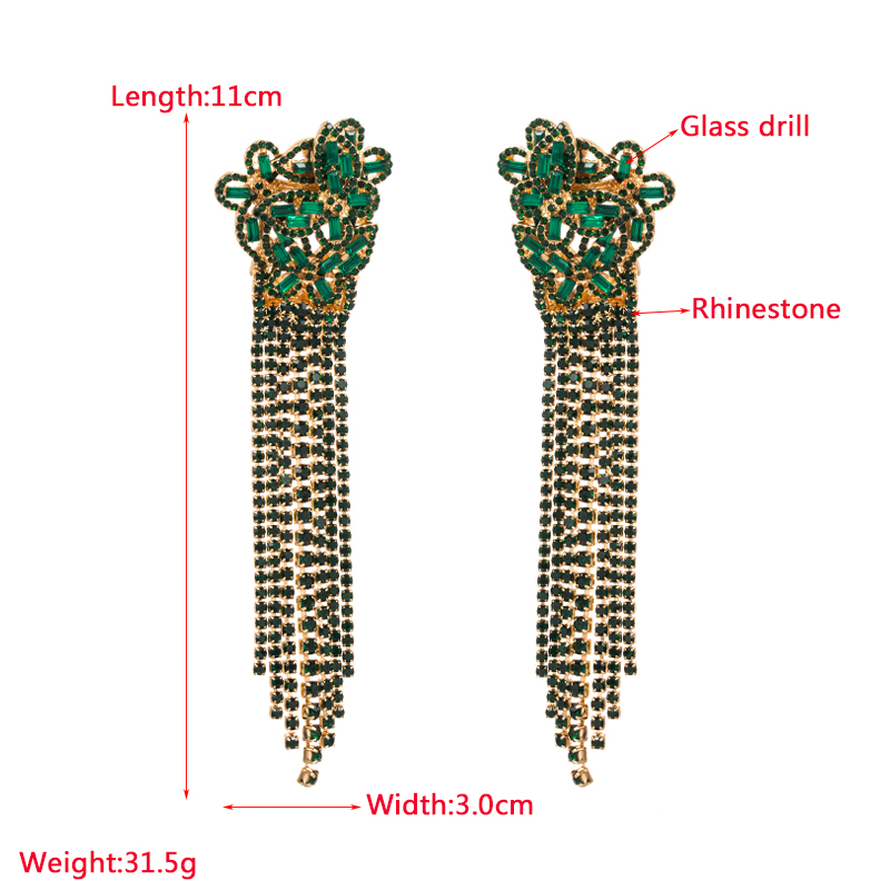 Fashion Tassel Butterfly Alloy Inlay Rhinestones Glass Drop Earrings 1 Pair