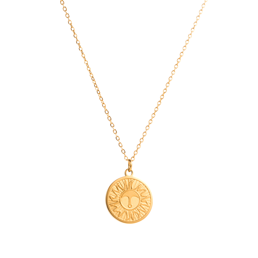 INS Style Sun Stainless Steel Gold Plated Pendant Necklace 1 Piece