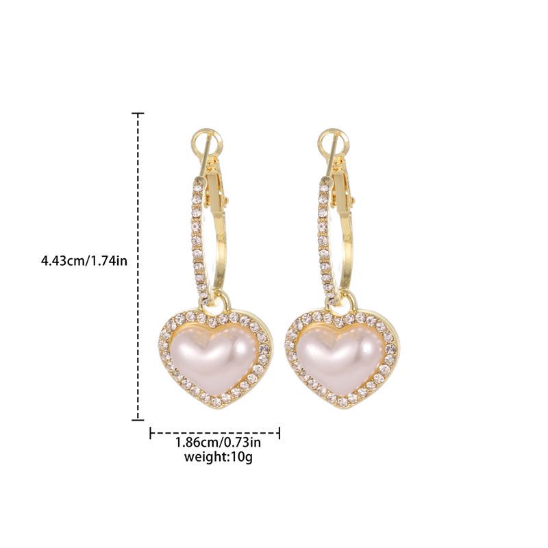 Elegant Heart Shape Alloy Plating Artificial Pearls Rhinestones Womenu0027S Drop Earrings 1 Pair