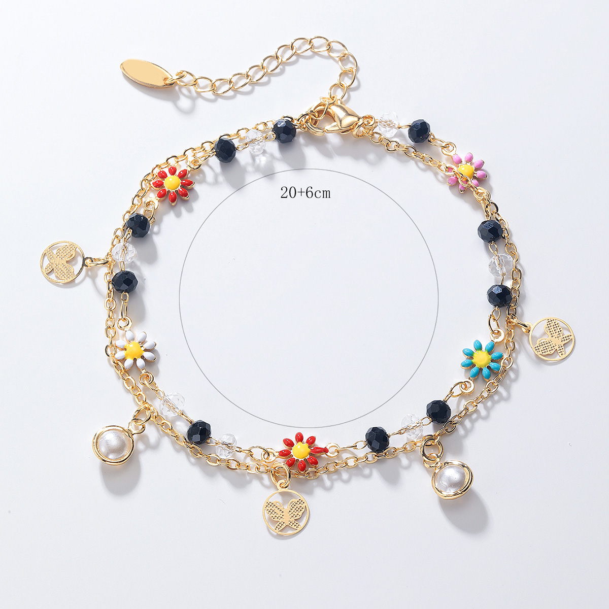 Fashion Flower Butterfly Copper Plating Artificial Pearls Womenu0027S Anklet 1 Piece