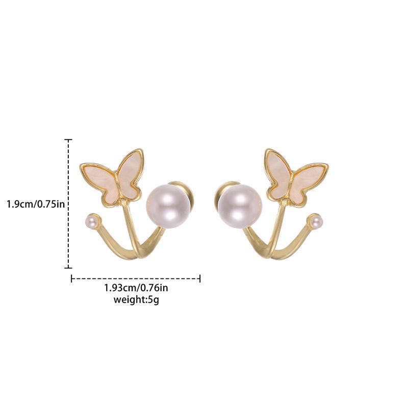 Sweet Butterfly Alloy Plating Artificial Pearls Womenu0027S Ear Studs 1 Pair