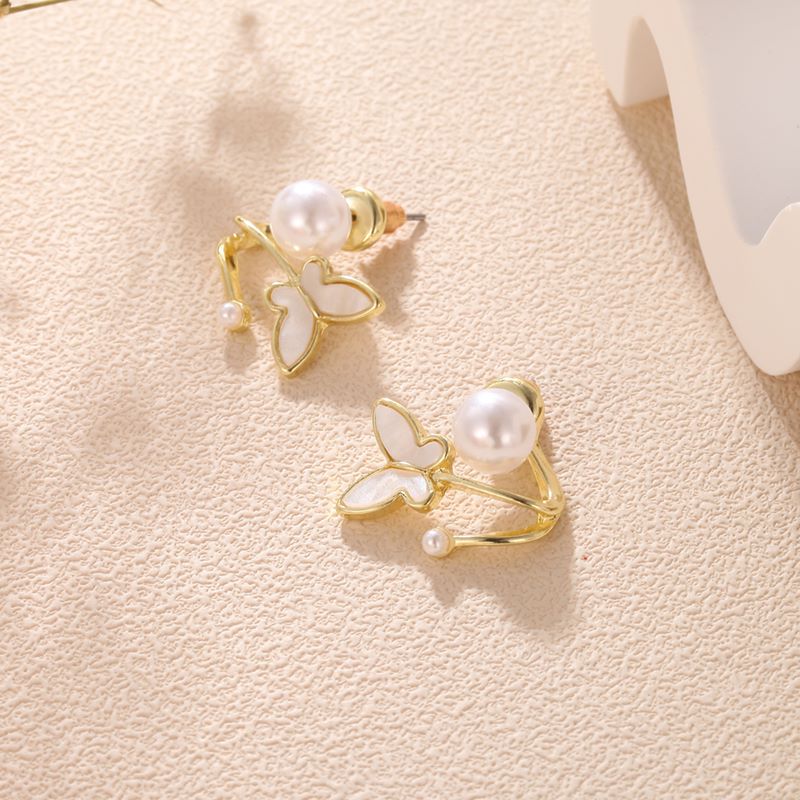 Sweet Butterfly Alloy Plating Artificial Pearls Womenu0027S Ear Studs 1 Pair