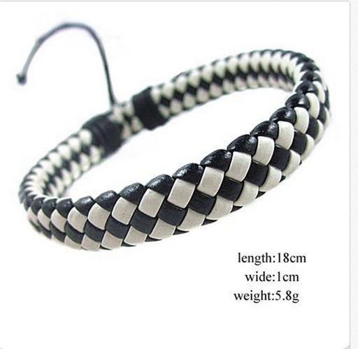Retro Solid Color Pu Leather Knitting Unisex Bracelets 1 Piece