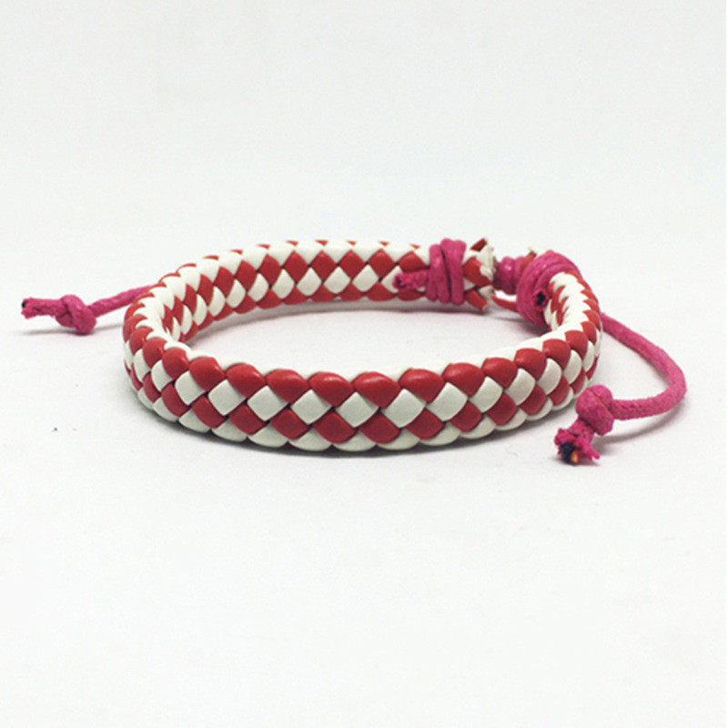 Retro Solid Color Pu Leather Knitting Unisex Bracelets 1 Piece