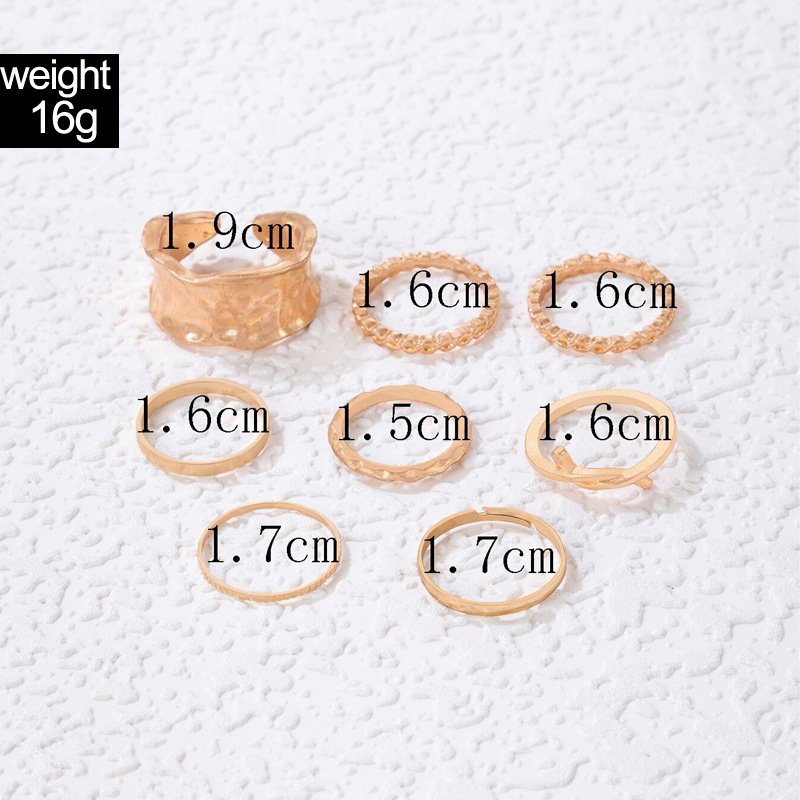 Simple Style Geometric Alloy Plating Womenu0027S Rings 8 Pieces