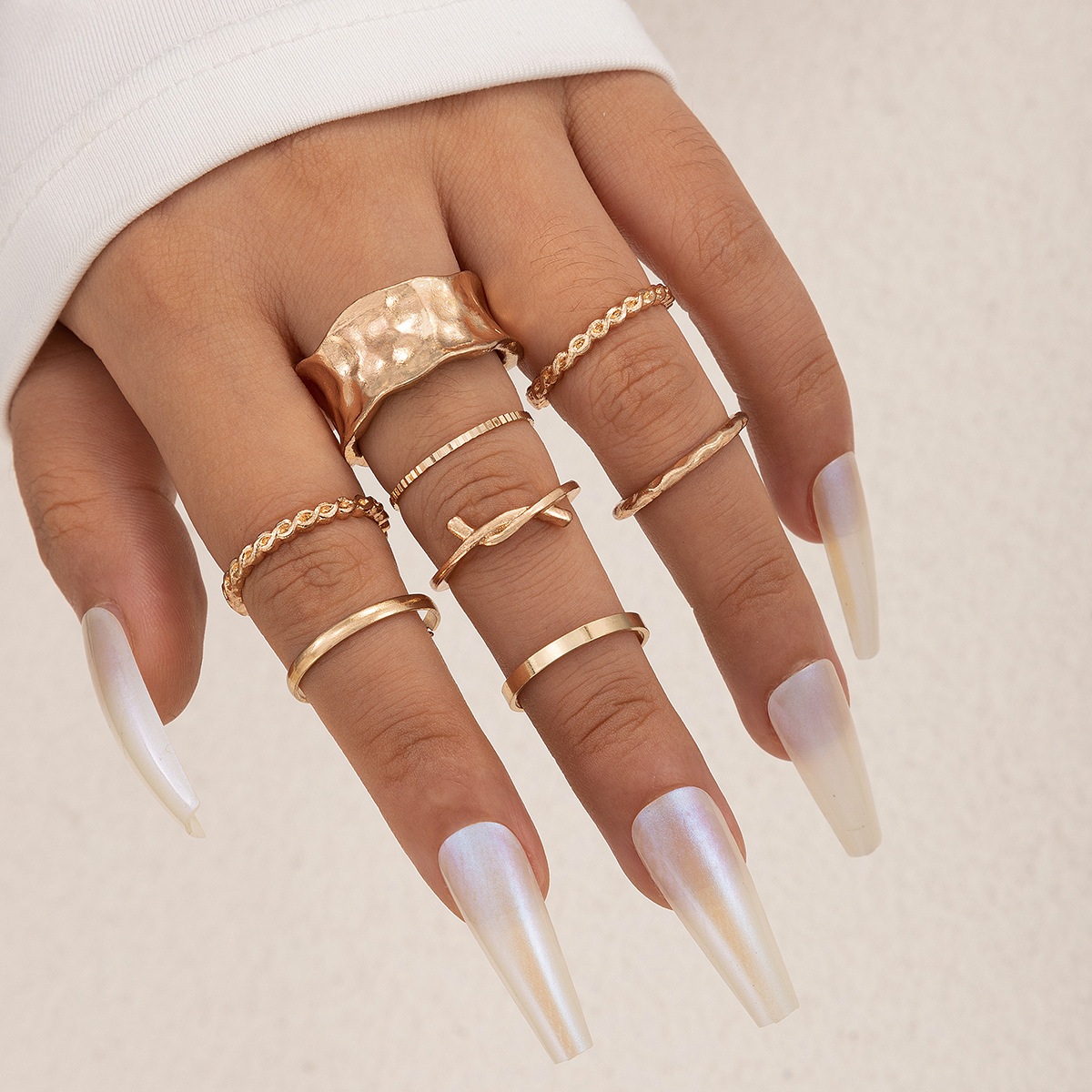 Simple Style Geometric Alloy Plating Womenu0027S Rings 8 Pieces