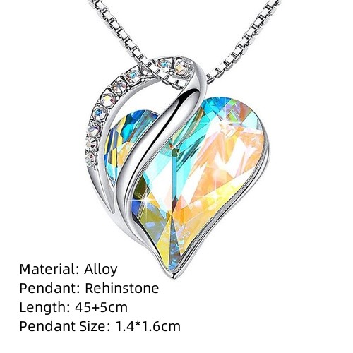 Fashion Heart Shape Artificial Crystal Plating Rhinestones Pendant Necklace 1 Piece