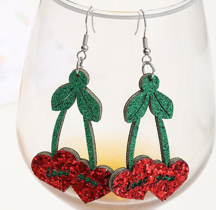 Cute Leaf Heart Shape Sequin Pu Leather Womenu0027S Drop Earrings 1 Pair