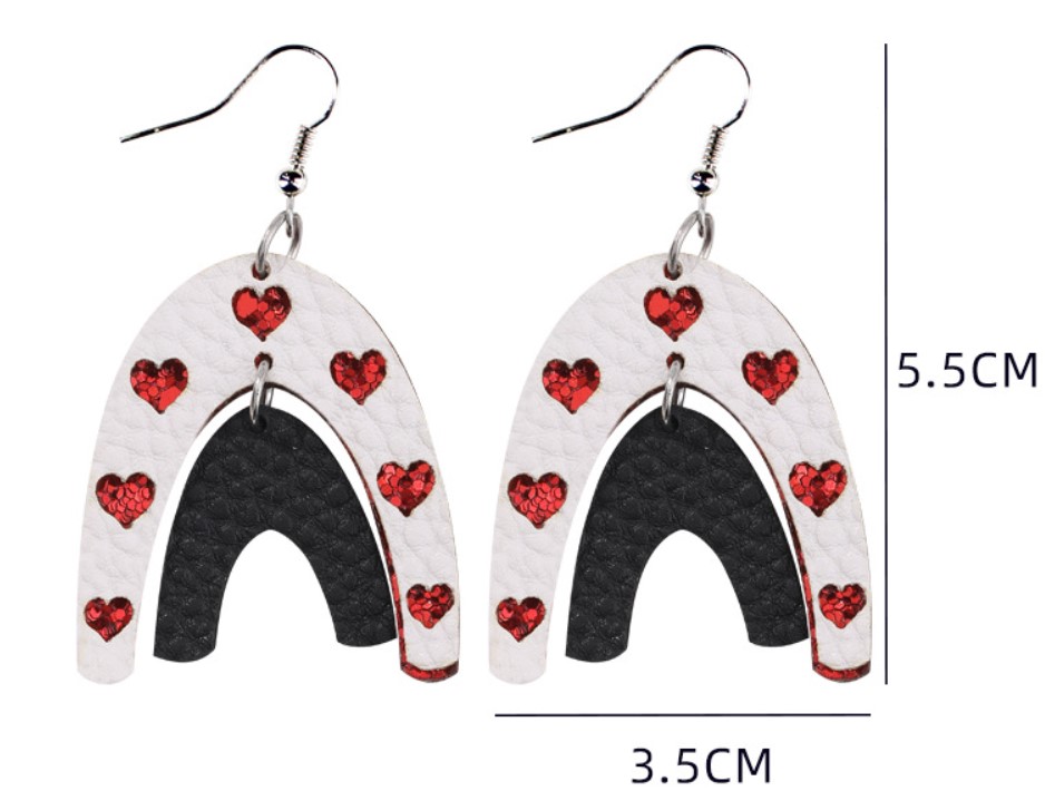 Romantic U Shape Rainbow Sequin Pu Leather Womenu0027S Drop Earrings 1 Pair