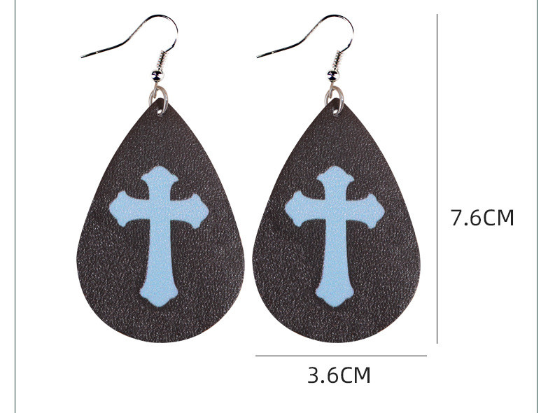 Punk Cross Water Droplets Pu Leather Womenu0027S Drop Earrings 1 Pair