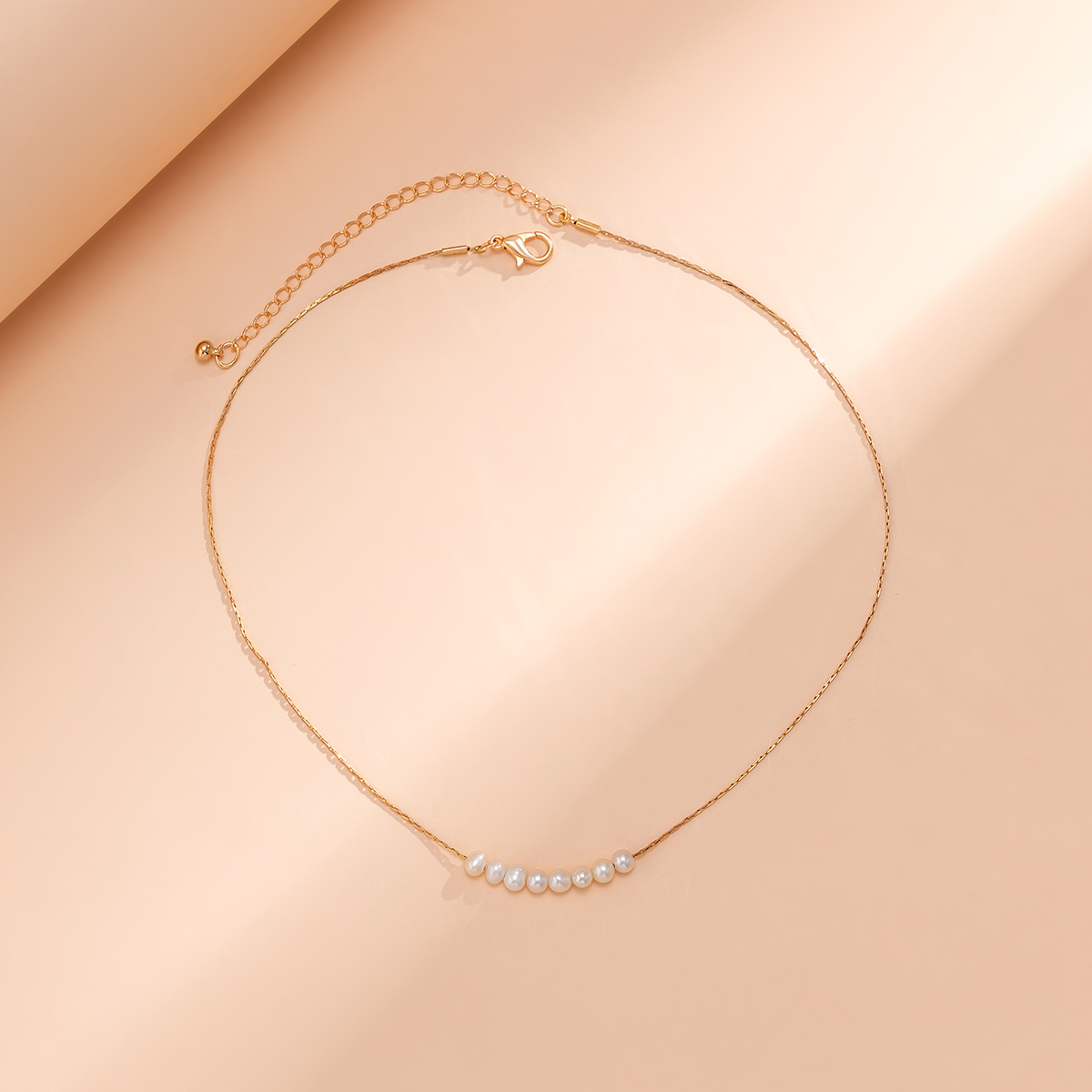 Simple Style Geometric Copper Plating Artificial Pearls Choker