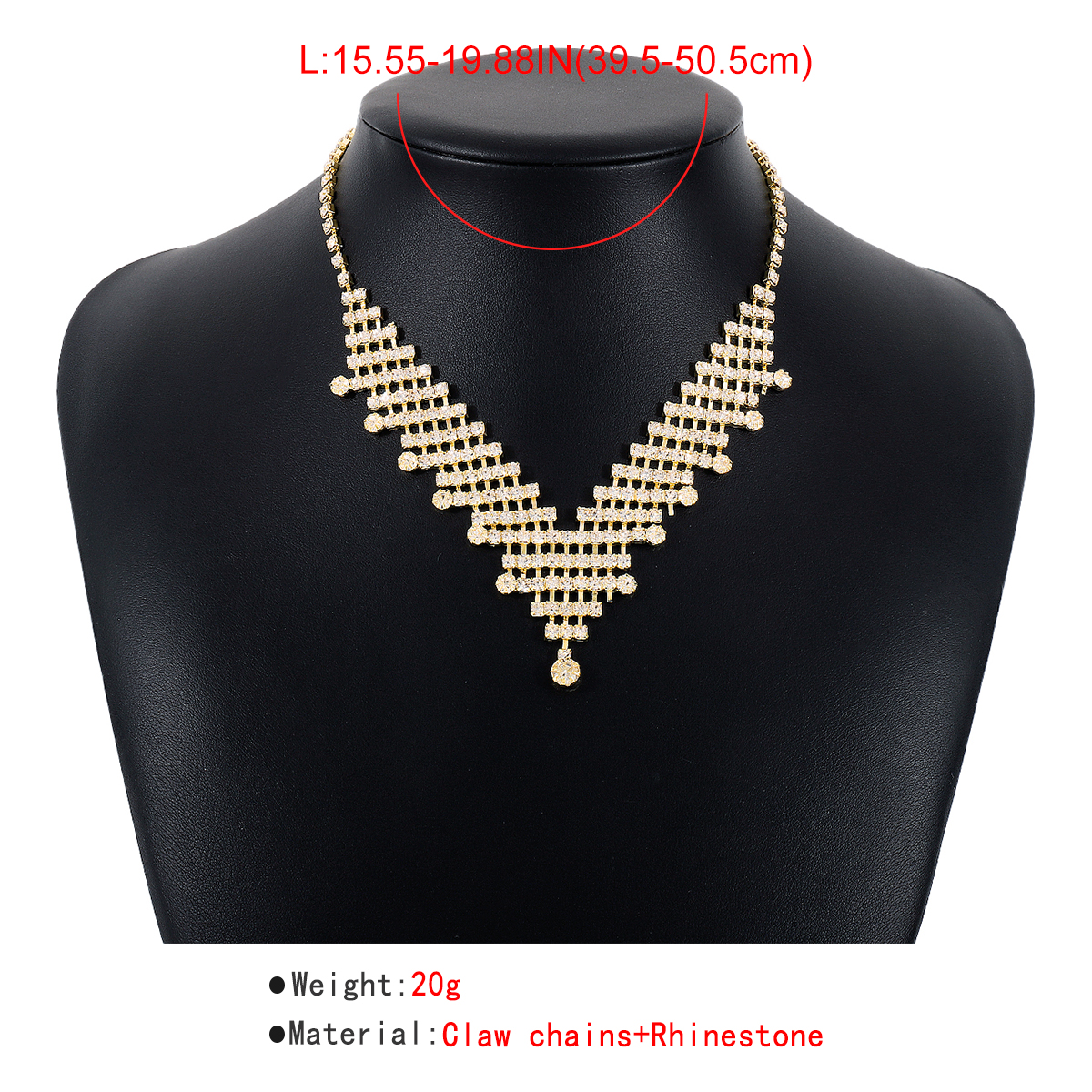 Fashion V Shape Claw Chain Inlay Rhinestones Womenu0027S Necklace 1 Piece