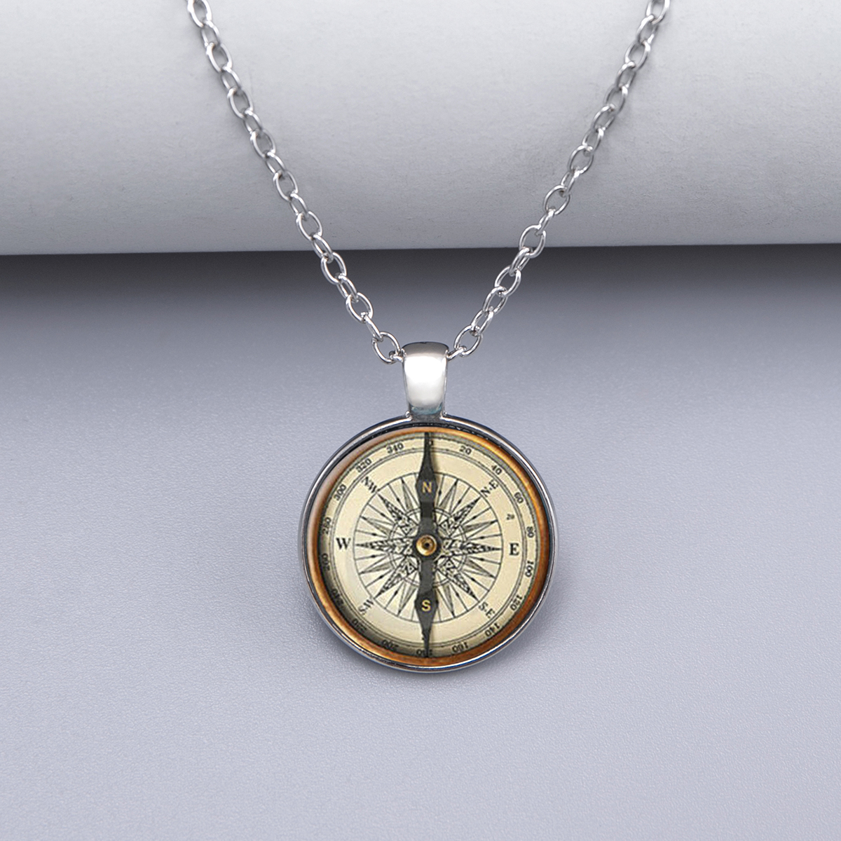 1 Piece Fashion Compass Alloy Plating Glass Unisex Pendant Necklace