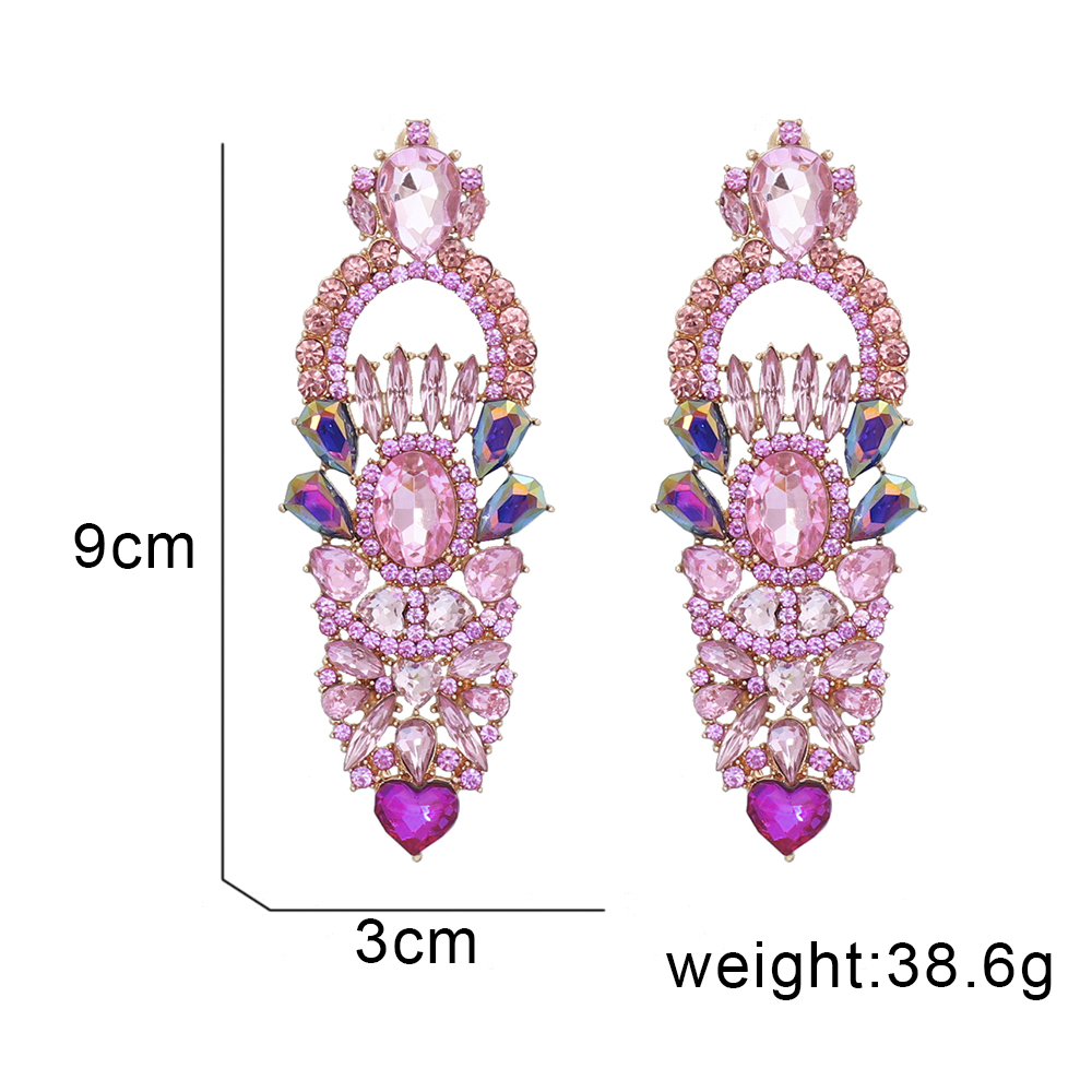 Luxurious Geometric Alloy Inlay Artificial Rhinestones Drop Earrings 1 Pair