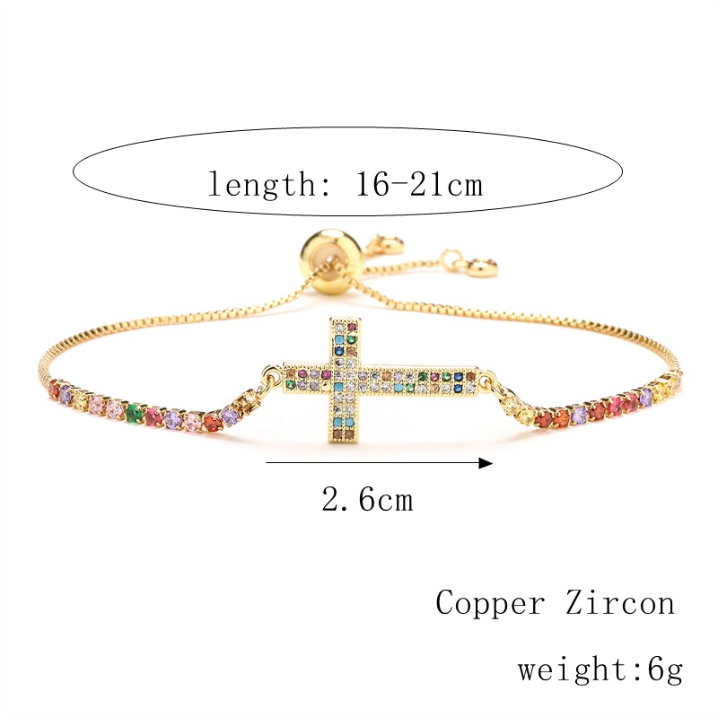 Fashion Cross Number Crown Copper Plating Inlay Zircon Bracelets 1 Piece