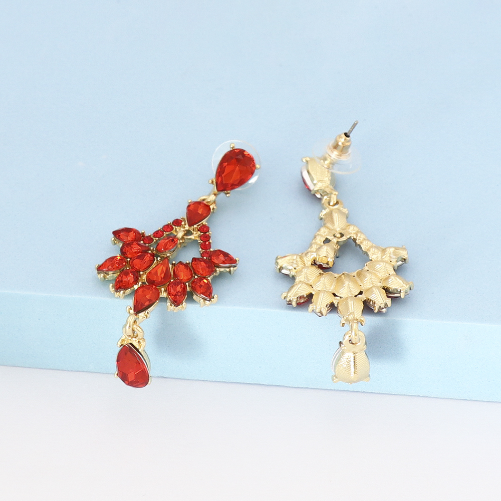 Fashion Water Droplets Alloy Inlay Artificial Rhinestones Drop Earrings 1 Pair