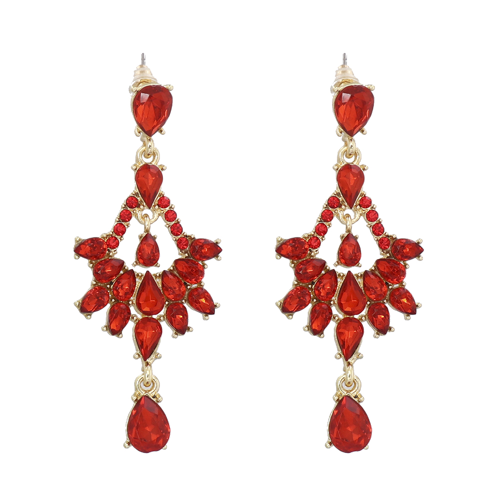 Fashion Water Droplets Alloy Inlay Artificial Rhinestones Drop Earrings 1 Pair