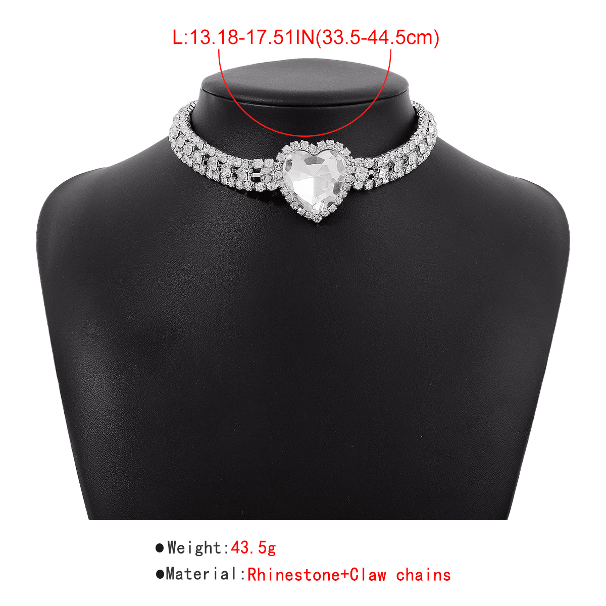 Fashion Heart Shape Claw Chain + Rhinestone Inlay Artificial Rhinestones Womenu0027S Necklace 1 Piec