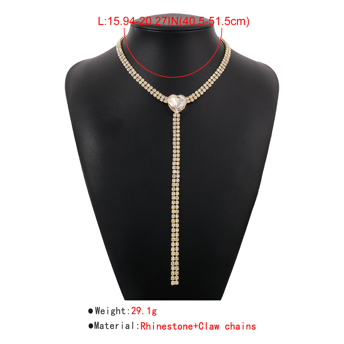 Fashion Heart Shape Claw Chain Inlay Rhinestones Womenu0027S Necklace 1 Piece