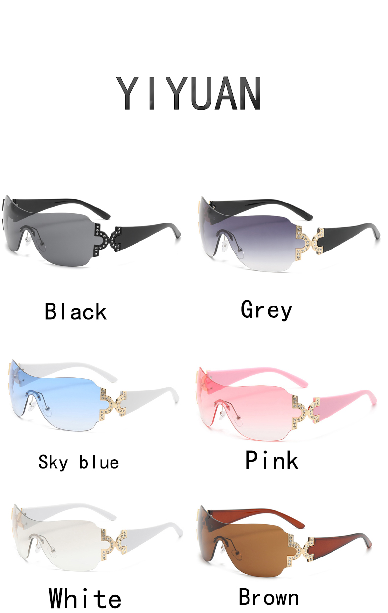 Fashion Color Block Pc Square Diamond Frameless Womenu0027s Sunglasses
