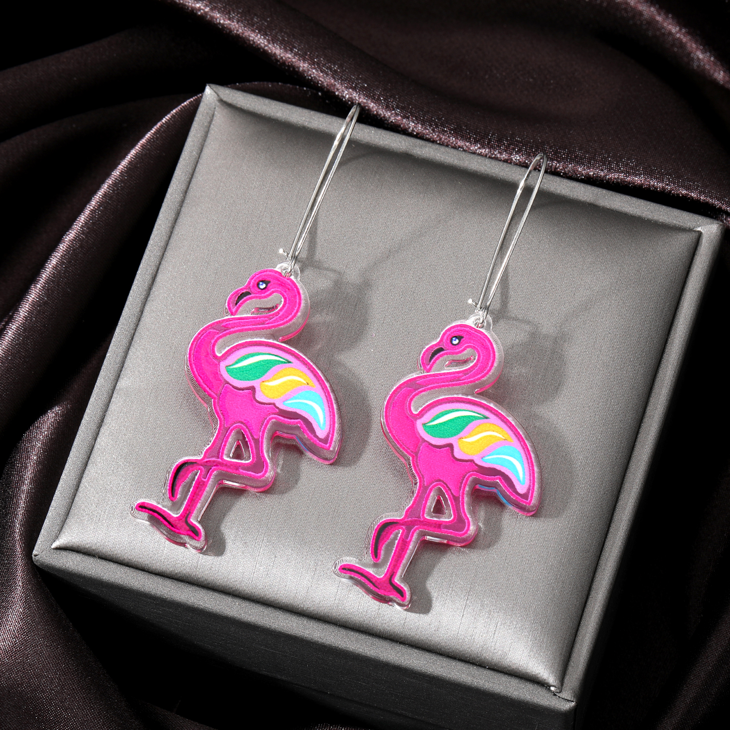 1 Pair Fashion Flamingo Heart Shape Bee Resin Womenu0027S Drop Earrings