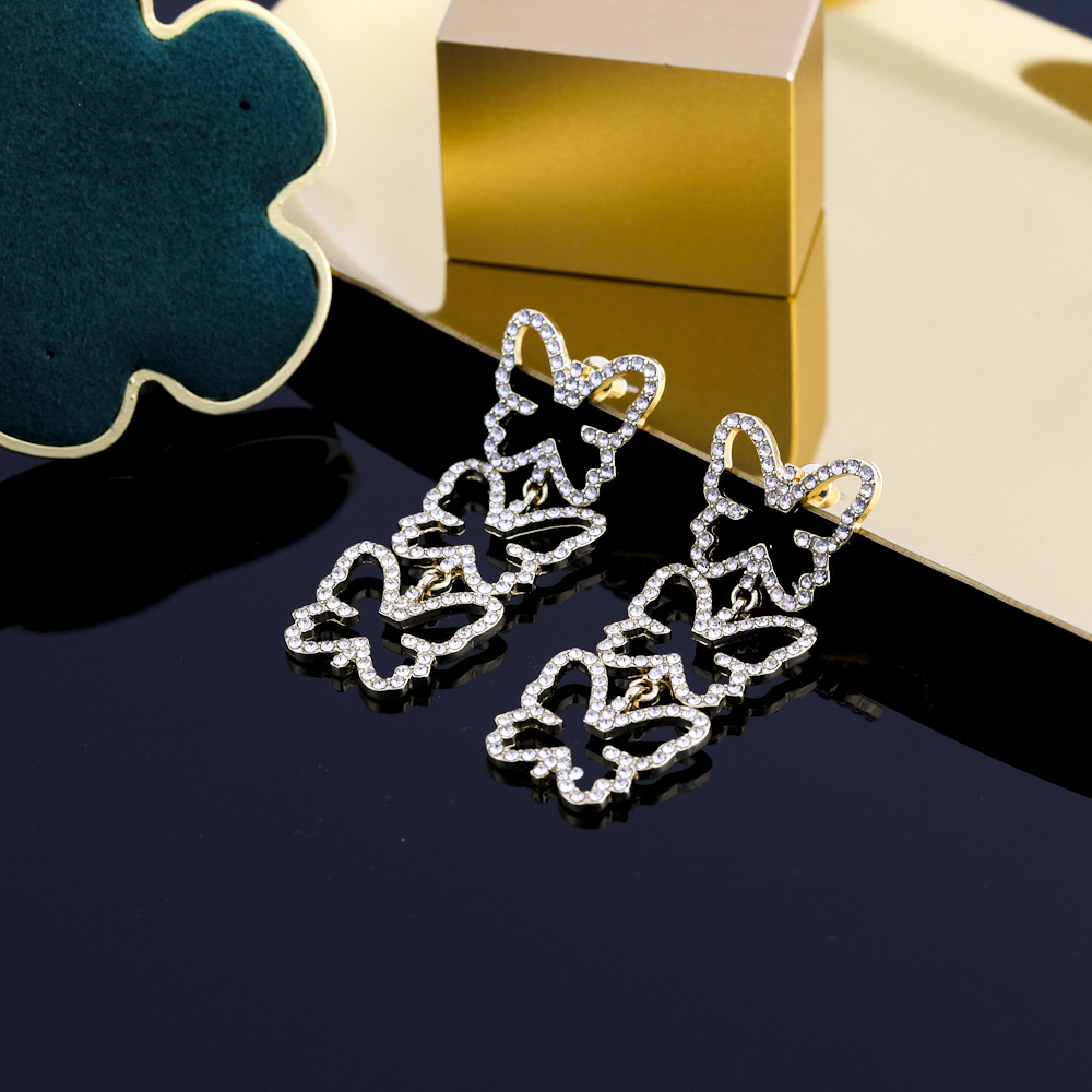 Cute Cross Mushroom Butterfly Alloy Plating Hollow Out Inlay Rhinestones Womenu0027S Drop Earrings 1