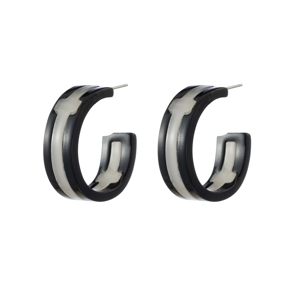 Simple Style C Shape Cross Alloy Patchwork Plating Womenu0027S Ear Studs 1 Pair