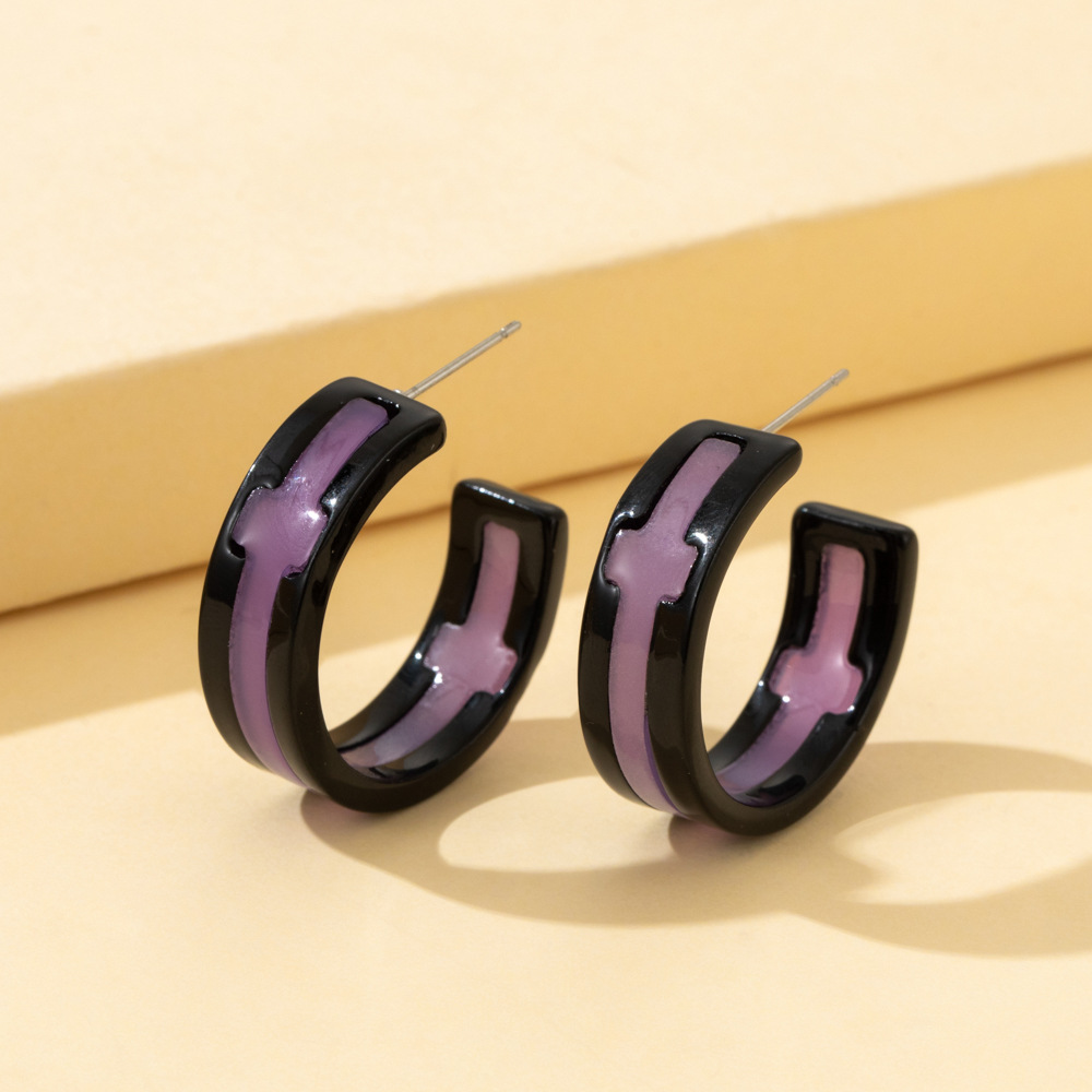 Simple Style C Shape Cross Alloy Patchwork Plating Womenu0027S Ear Studs 1 Pair