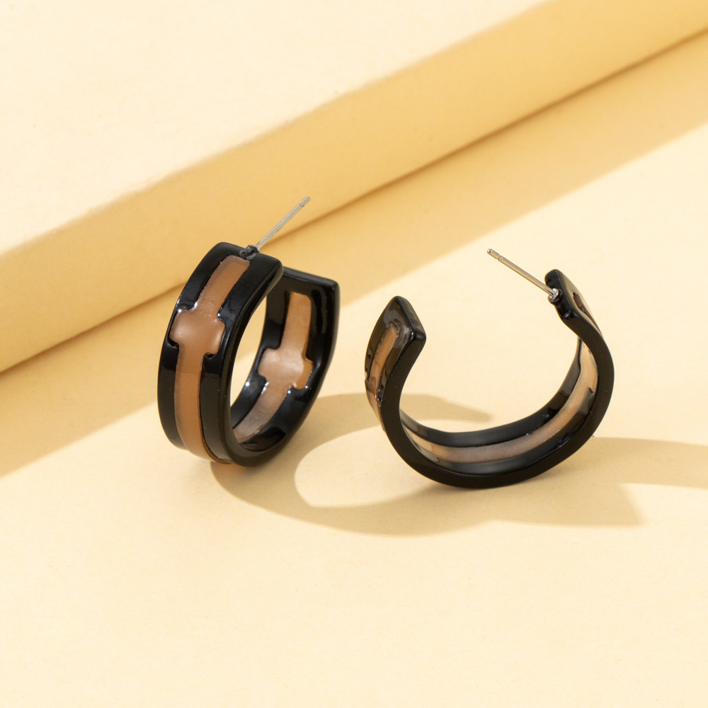 Simple Style C Shape Cross Alloy Patchwork Plating Womenu0027S Ear Studs 1 Pair