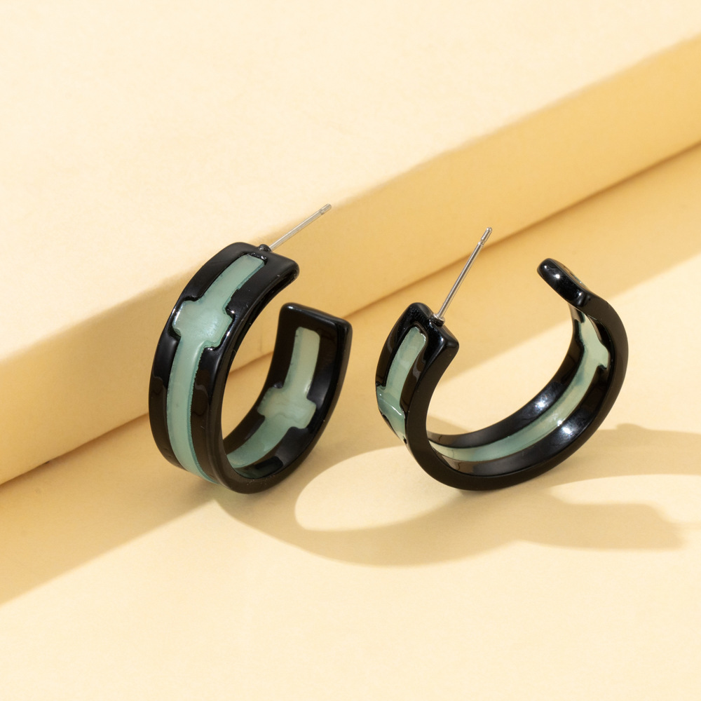 Simple Style C Shape Cross Alloy Patchwork Plating Womenu0027S Ear Studs 1 Pair