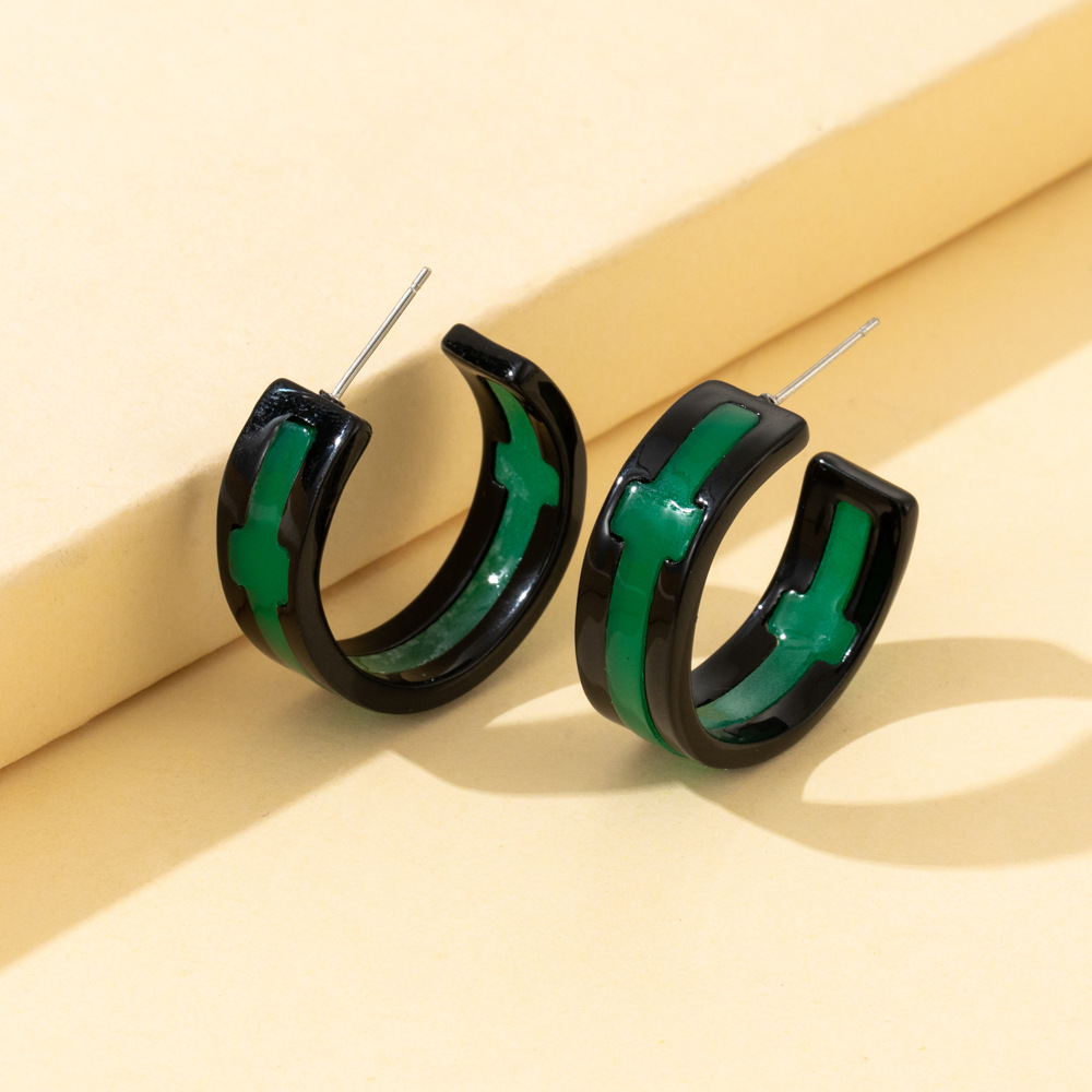 Simple Style C Shape Cross Alloy Patchwork Plating Womenu0027S Ear Studs 1 Pair
