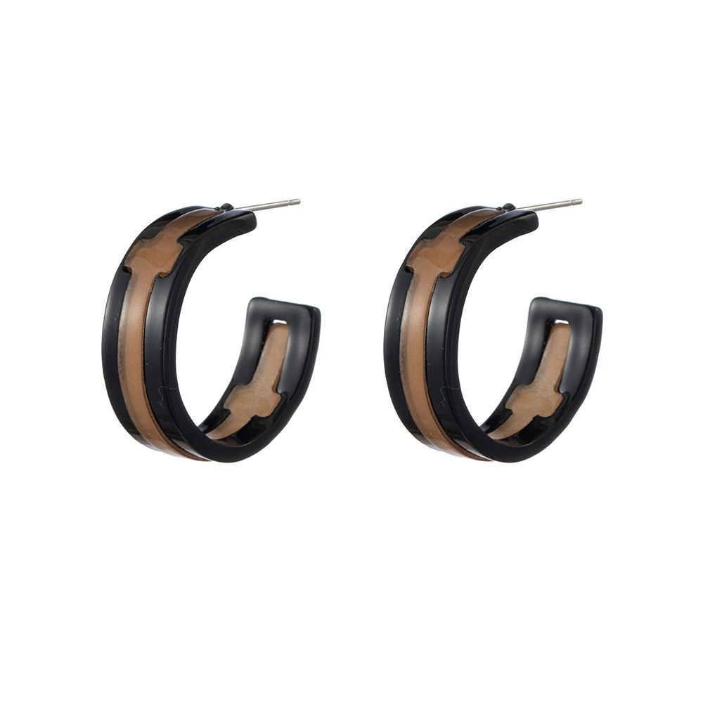 Simple Style C Shape Cross Alloy Patchwork Plating Womenu0027S Ear Studs 1 Pair