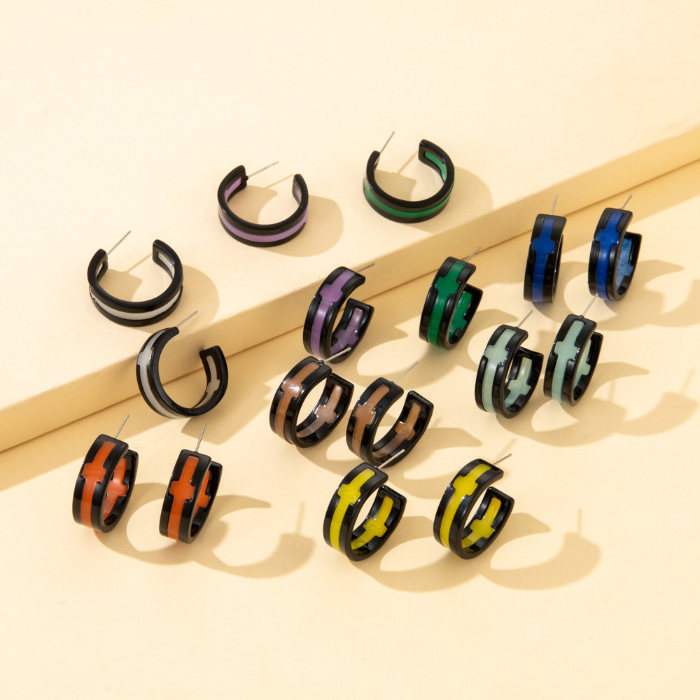 Simple Style C Shape Cross Alloy Patchwork Plating Womenu0027S Ear Studs 1 Pair