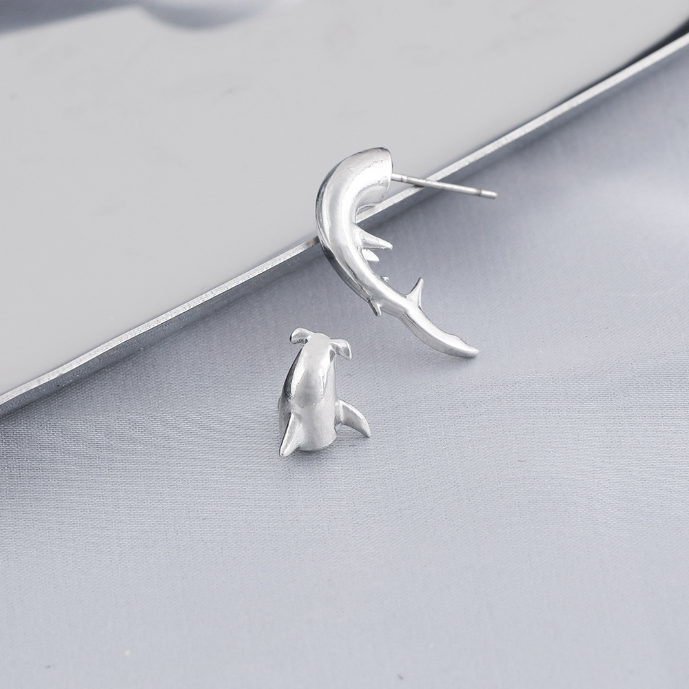 Simple Style Animal Dolphin Alloy Asymmetrical Plating Womenu0027S Ear Studs 1 Piece