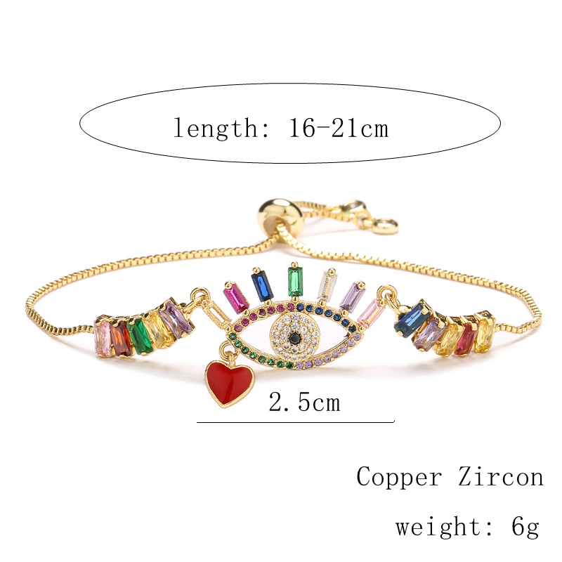 Glam Devilu0027S Eye Heart Shape Copper Plating Zircon Bracelets 1 Piece