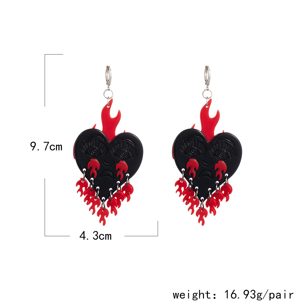 Artistic Flame Heart Shape Grimace Alloy Irregular Plating Womenu0027S Drop Earrings 1 Pair