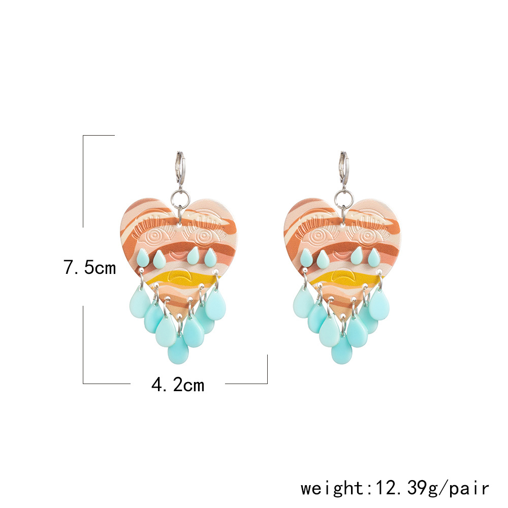 Artistic Flame Heart Shape Grimace Alloy Irregular Plating Womenu0027S Drop Earrings 1 Pair