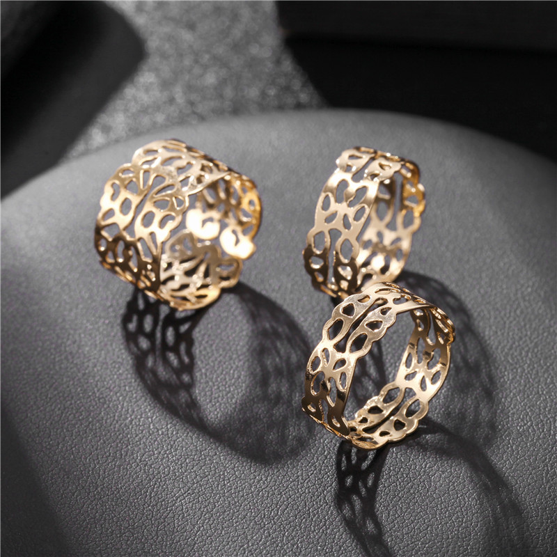 Fashion Geometric Alloy Hollow Out Womenu0027S Rings 3 Pieces