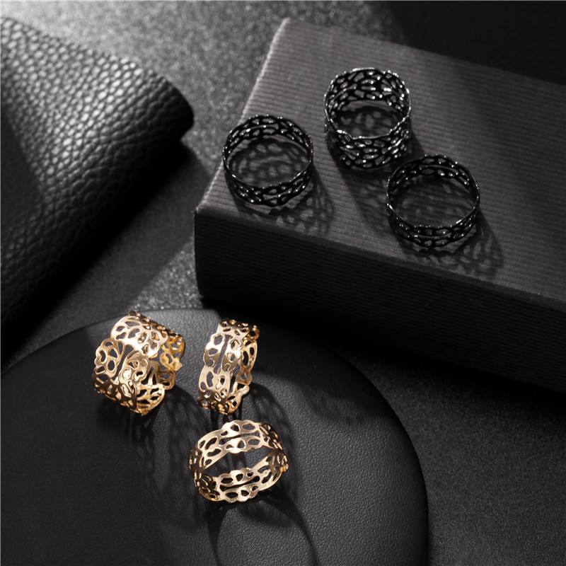 Fashion Geometric Alloy Hollow Out Womenu0027S Rings 3 Pieces