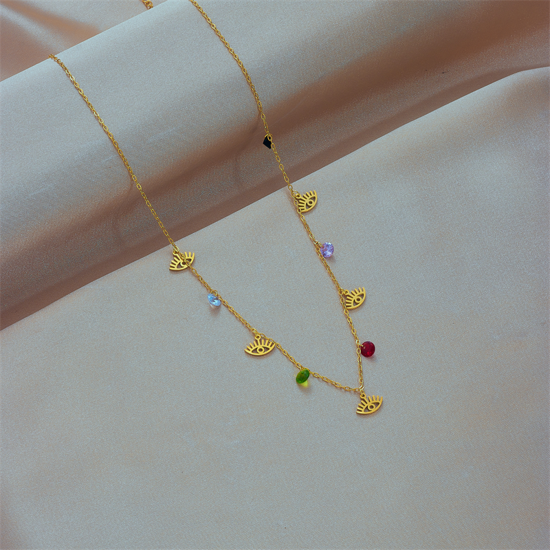 Fashion Devilu0027S Eye Titanium Steel Plating Necklace