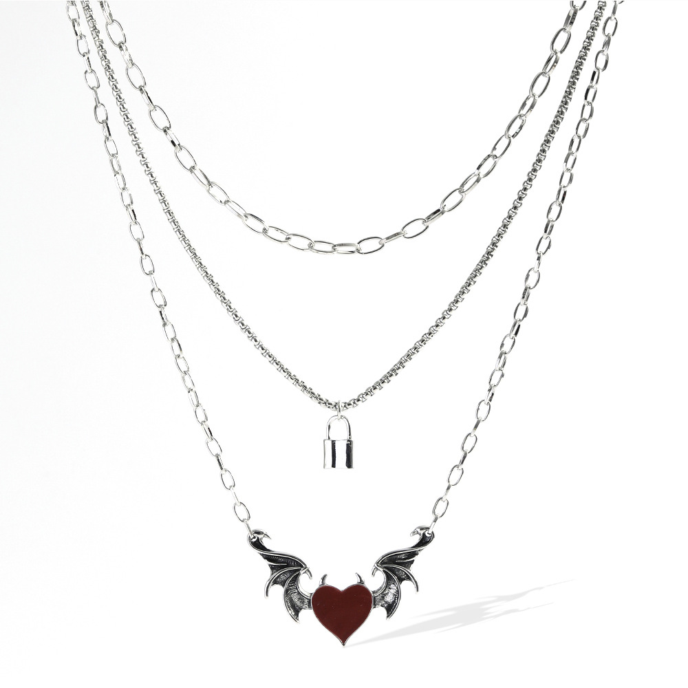 Vintage Style Cross Heart Shape Alloy Layered Enamel Plating Womenu0027S Layered Necklaces 1 Piece