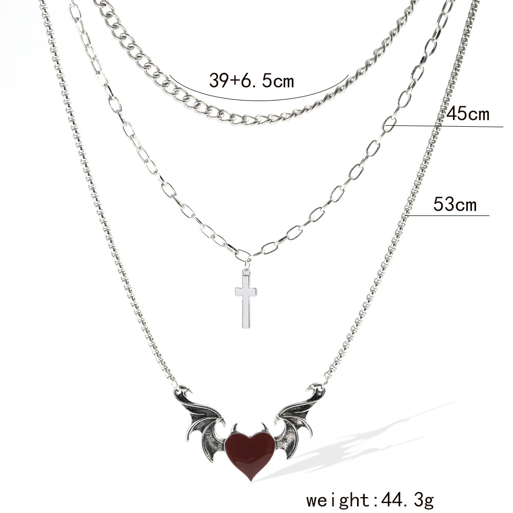 Vintage Style Cross Heart Shape Alloy Layered Enamel Plating Womenu0027S Layered Necklaces 1 Piece