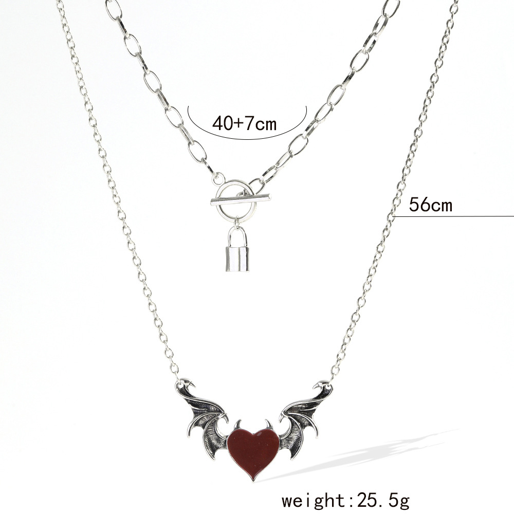 Vintage Style Cross Heart Shape Alloy Layered Enamel Plating Womenu0027S Layered Necklaces 1 Piece