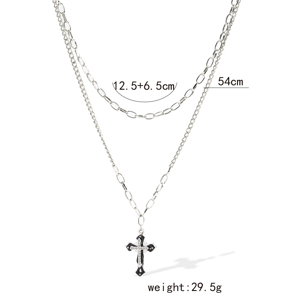 Vintage Style Cross Heart Shape Alloy Layered Enamel Plating Womenu0027S Layered Necklaces 1 Piece