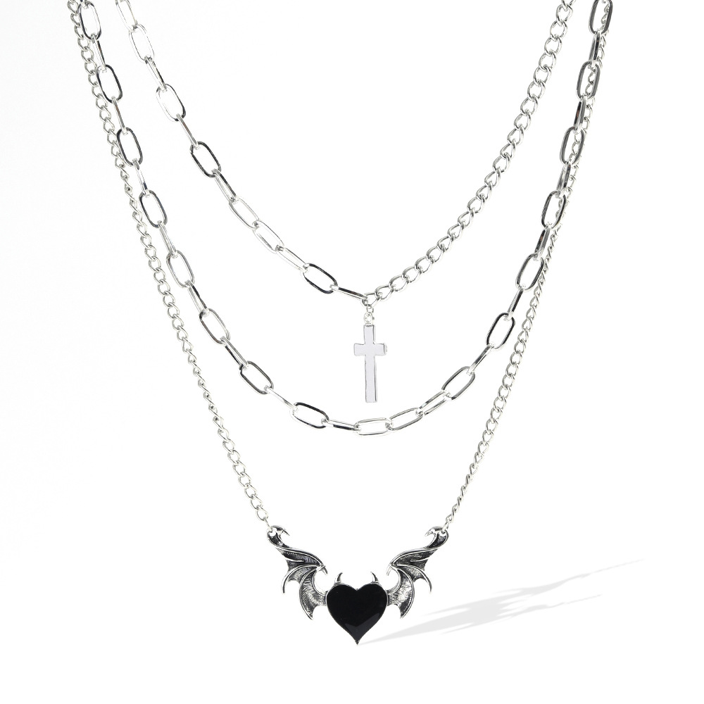 Vintage Style Cross Heart Shape Alloy Layered Enamel Plating Womenu0027S Layered Necklaces 1 Piece